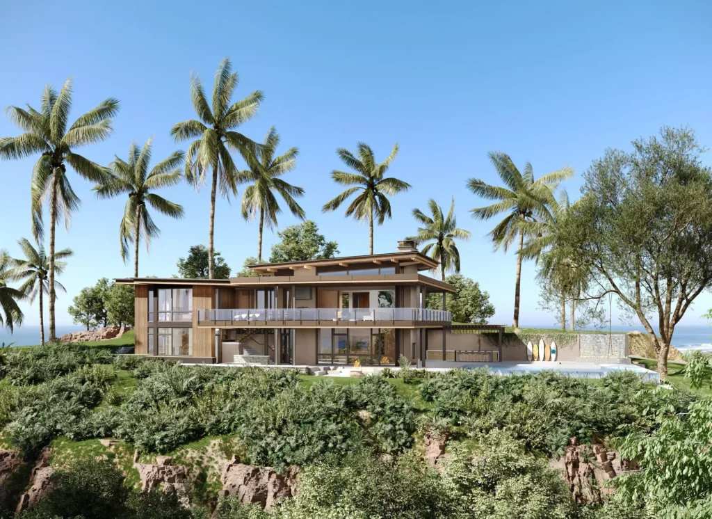Luxury villa 3D rendering in Costa Rica - Casa Mira Mar by Kelly & Stone Architects, image by GENENSE