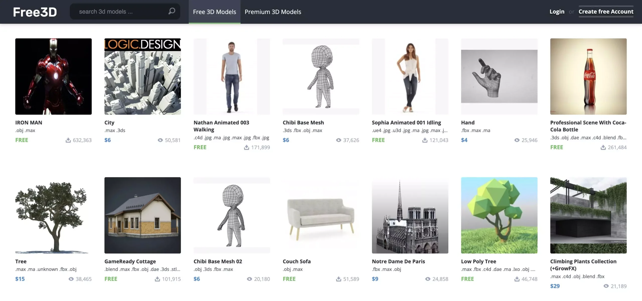 free3d_3d models_library
