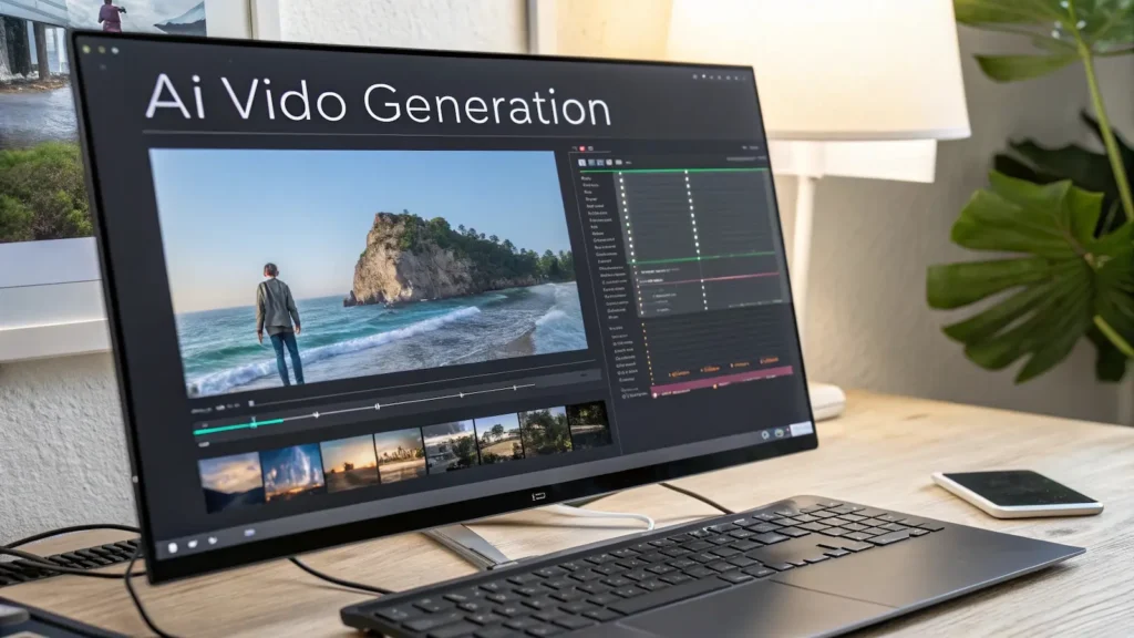 Monitor with open AI tool for video generation and editing, image by GENENSE