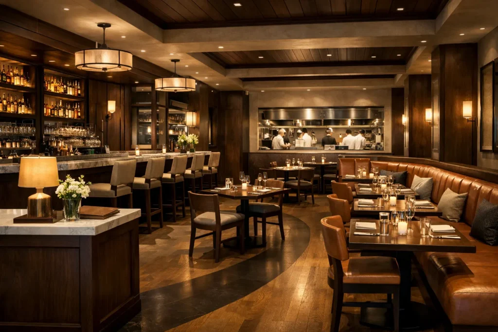 Restaurant interior rendering for layout and investor presentation