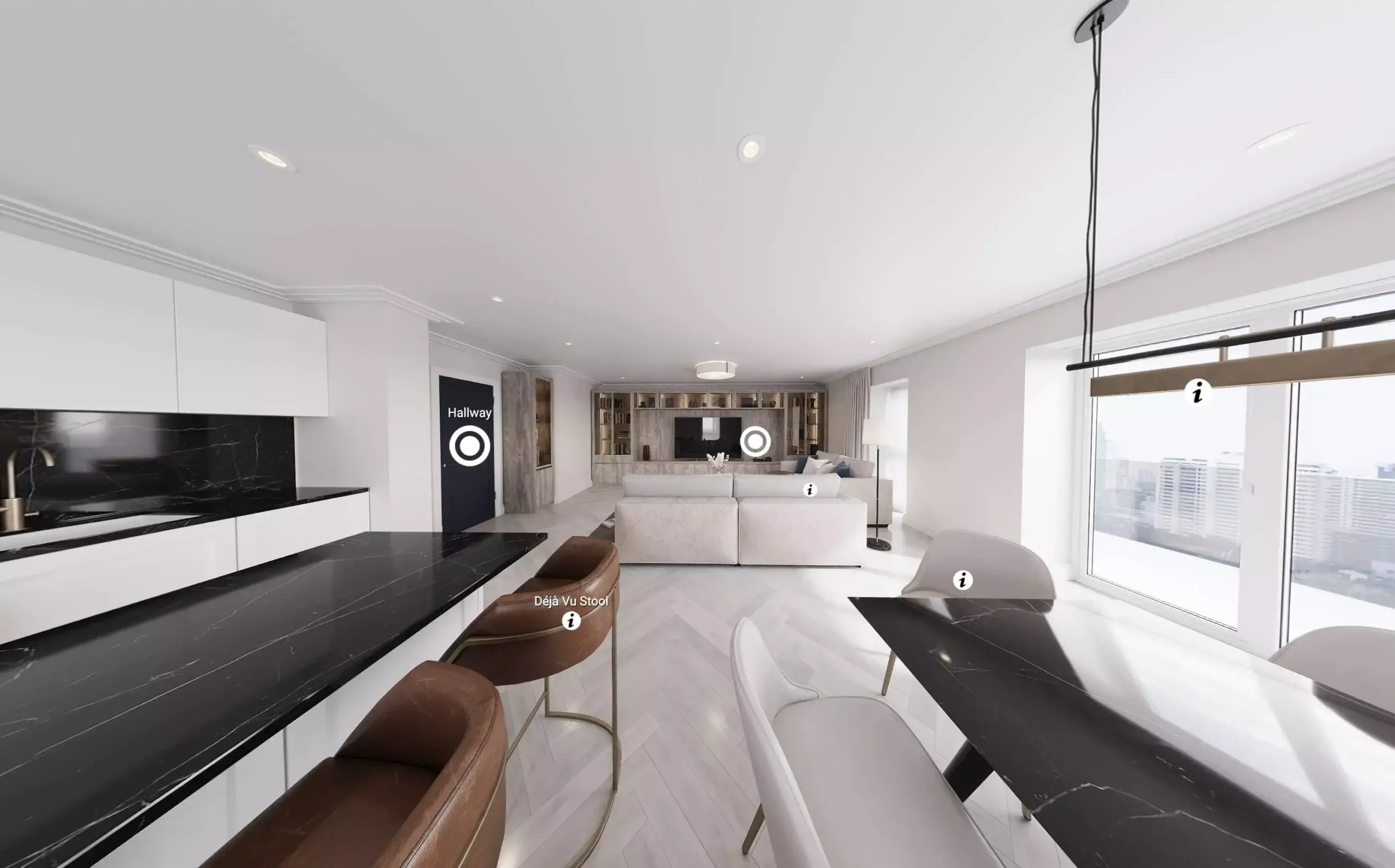 3d virtual tour of modern apartment interior with interactive view, image Genense