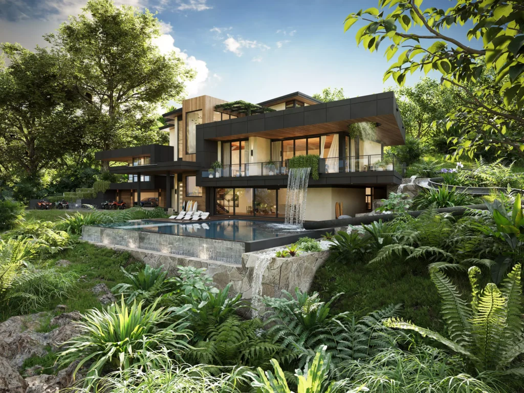 3D architectural rendering of a luxury villa in Costa Rica, image by GENENSE