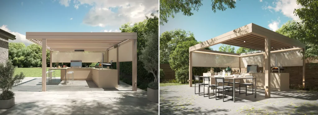Outdoor kitchen rendering in the UK, image by GENENSE